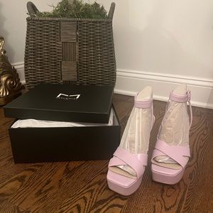 Marc Fisher LTD Women's Faril Heeled Sandal in Light Purple Leather